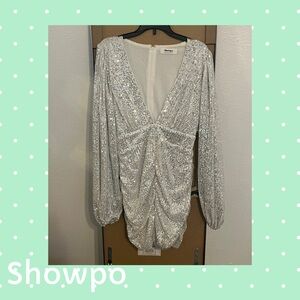 Showpo Glittering Silver Party Dress